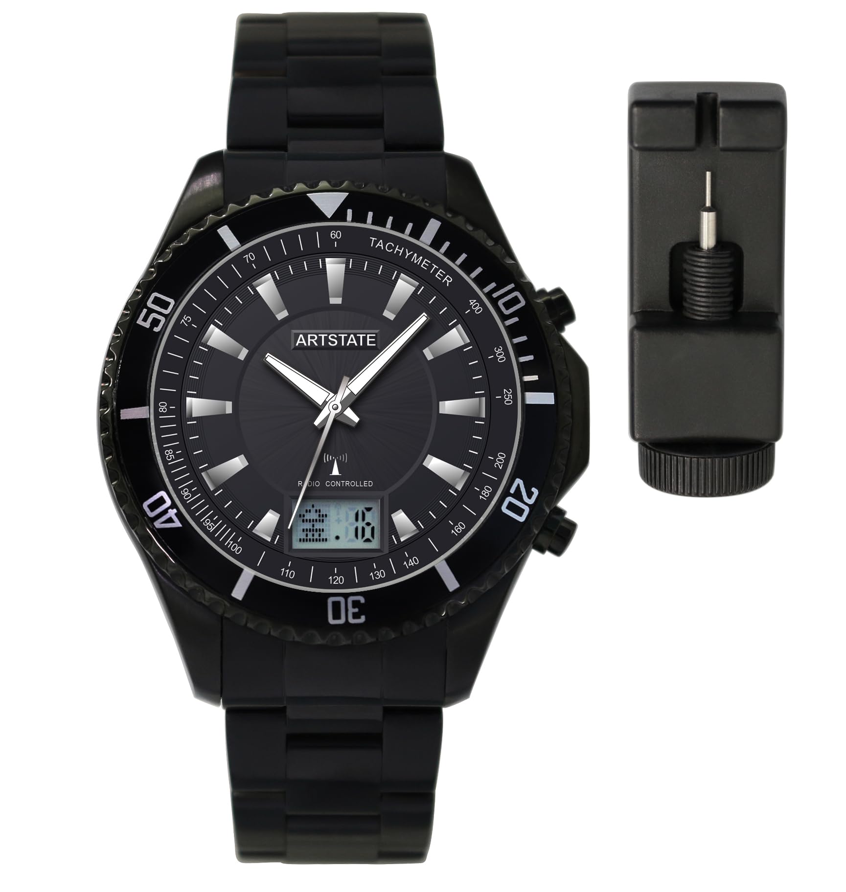 

IP Черный Дата и День 10 АТМ Водонепроницаемость Долговечность [ARTSTATE AS3294A] Мужские Радиоуправляемые Часы, Покрытые, Дисплей, Водонепроницаемость,