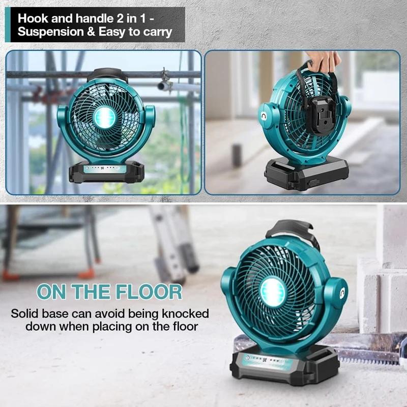 Indoor and Outdoor Construction Fan For Makita/Bosch 14.4V-18V Li-ion Battery AC/DC Power Tool Fan UK/US/EU Plug Brushless Motor