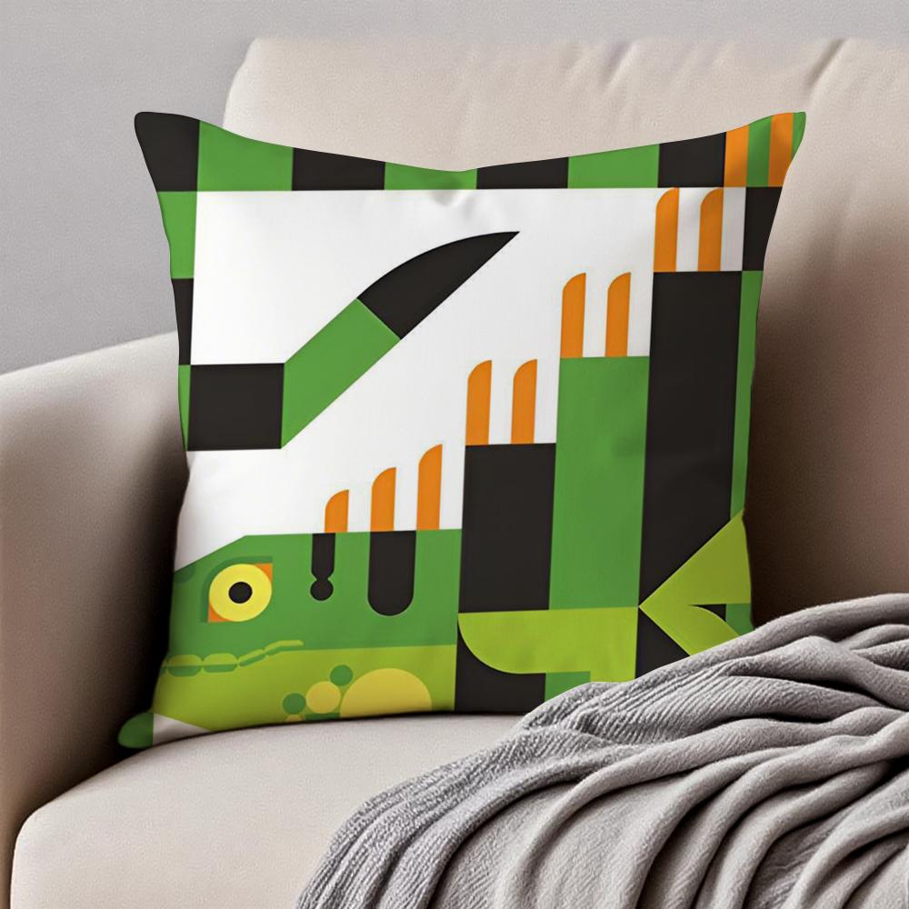 Minimalist Simple Animal Anime Art Cushion Cover Pillowcase Antidustmite Invisible Zipper Short Plush Sofa Cushion