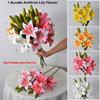 Mit 3 Stück Blüten und 2 Stück Knospen Künstliche Lilienblüte 67cm 6 Farben Kunstblumen Simulationsblumen Lilie Heimdekoration