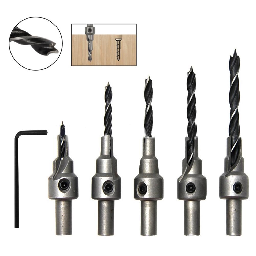 Set of 5 Three Pointed Woodworking Counterbore Drill Bits 36mm Screw Chamfering for Clean and Precise Woodworking Holes