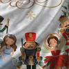 Nutcracker Ballet Christmas Fleece Blanket, Golden Merry Christmas Script with Character Collection, Classic Holiday Throw