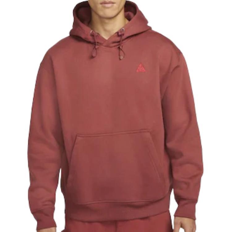 Nike Logo Print Loose Fit Hooded Long Sleeve Sweatshirt Men Sweatshirt Red CW4538-670