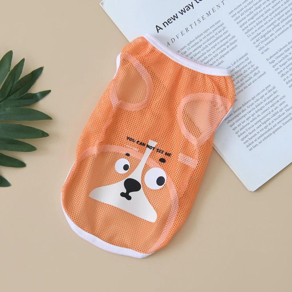 

Одежда для собак весна/лето крутая сетчатая майка по сравнению с медвежьим золотистым волосом Keji тонкая дышащая майка с мультяшным принтом XS-6XL M оранжевый