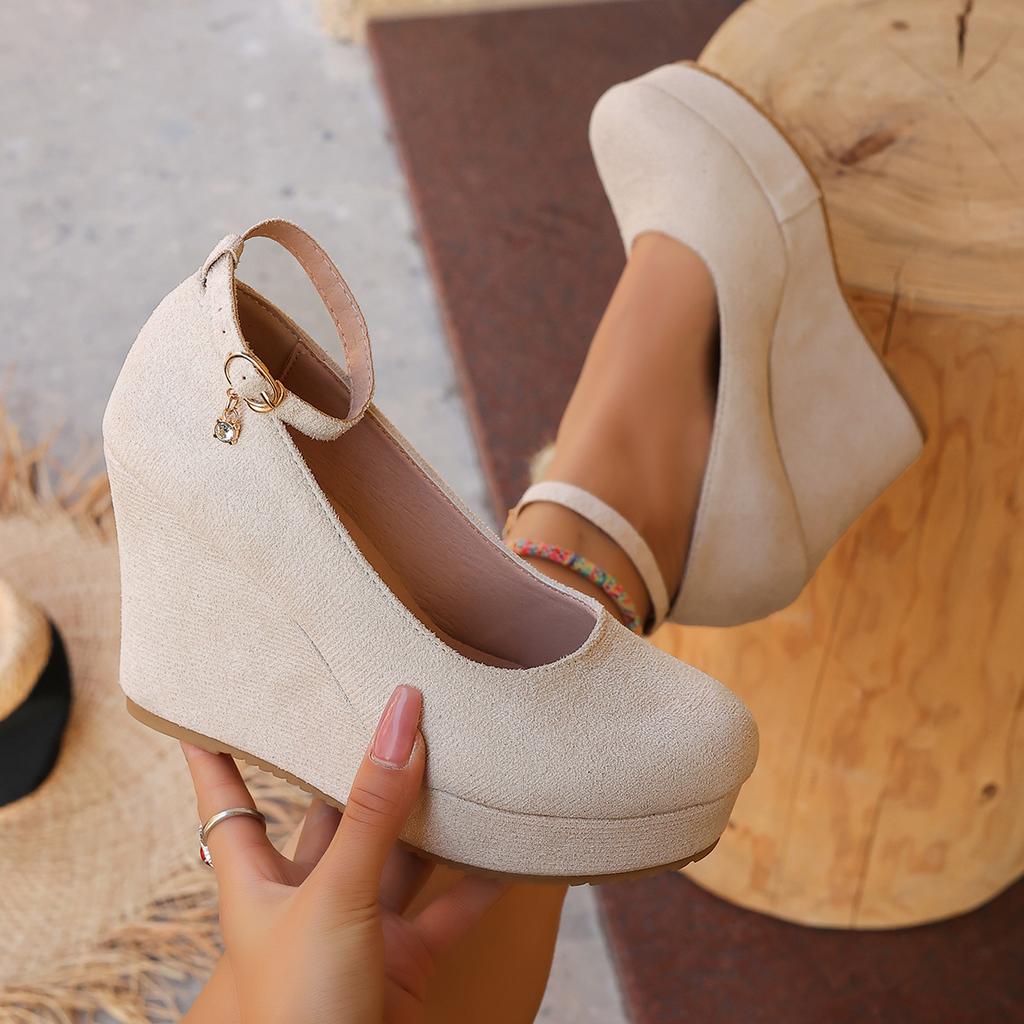 Multicolor Round Toe Women's High Heel Pumps Suede Ankle Strap Platform Shoes Spring Autumn Casual Shoes for Women Size 36-43