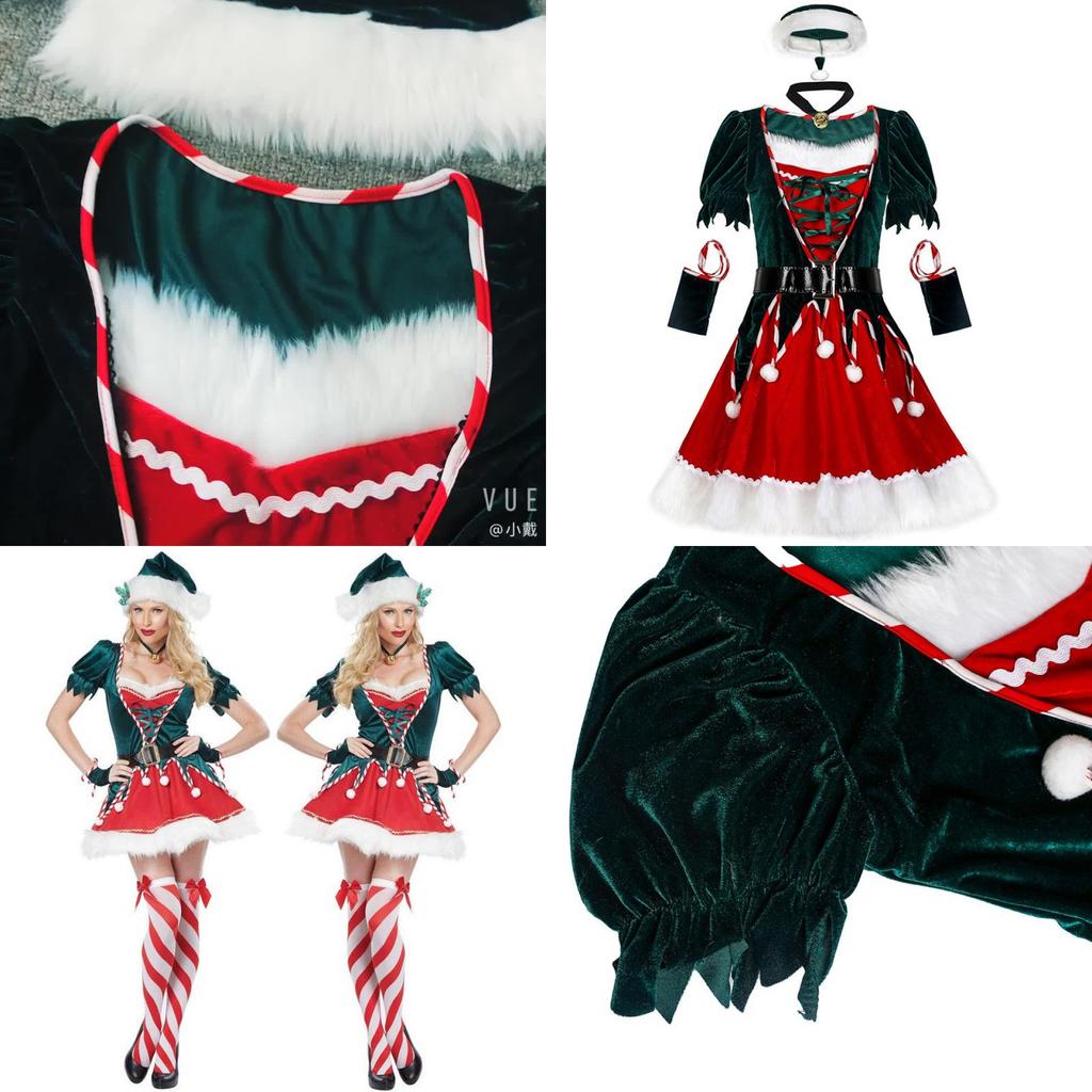Festive Short Sleeve Santa's Helper Costume With Soft Touch Velvet Material