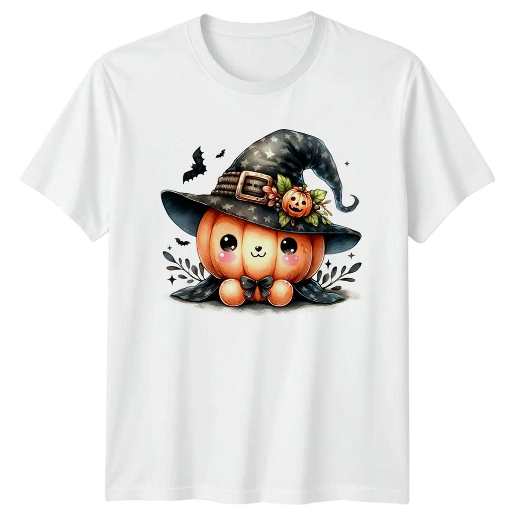 Cute Halloween Pumpkin Witch Unisexs TShirt Kawaii Halloween Gift For Her