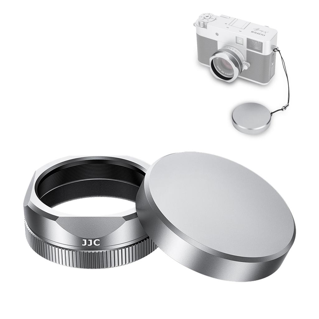 JJC Fujifilm Lens Hood and Lens Cap for Fujifilm Compatible with Matte Lens Includes Silver X-Half X-Half (X-HF1) - F-XHFUV Filter, Surface,