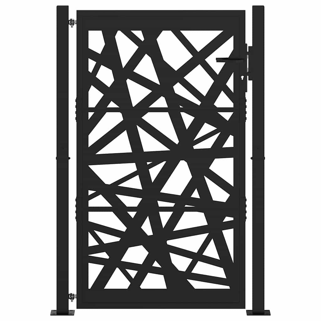 Black Garden Gate 105X155 Cm Lightweight Steel Construction