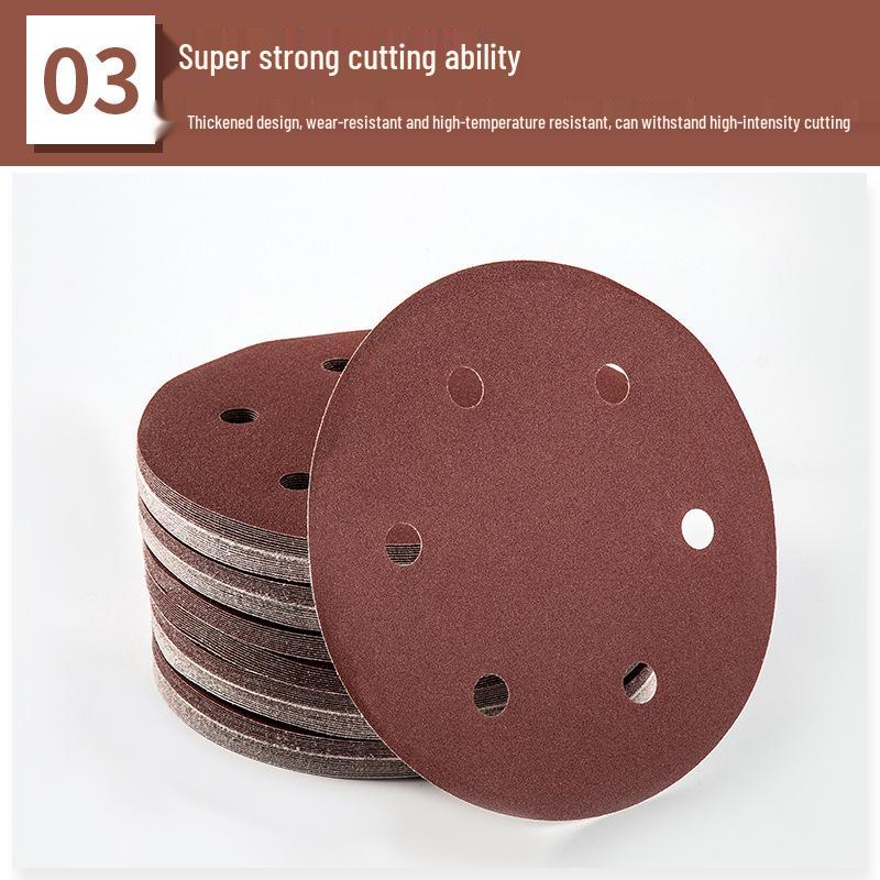 9-Inch Self-Adhesive Flocked Sandpaper Discs: 6-Hole Dry Sand Putty Polishing with Backing Cloth