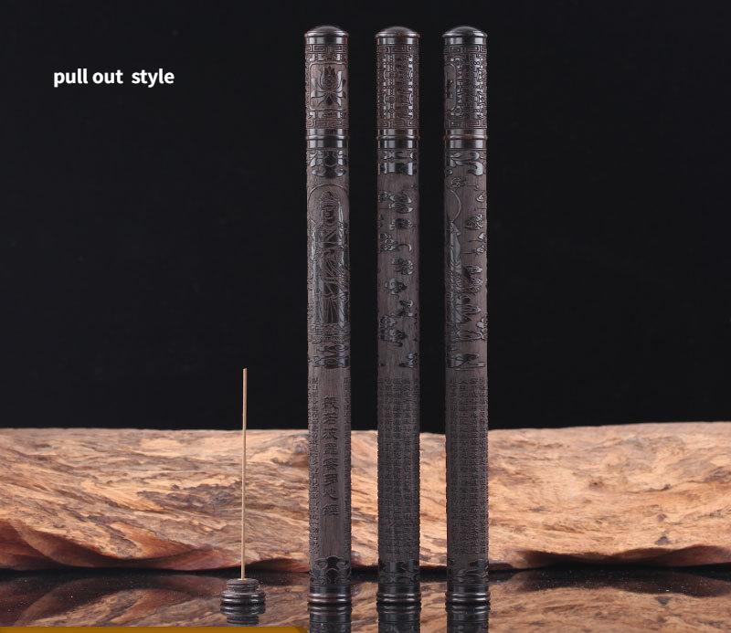 

10g Thread Incense Black Sandalwood Carved Incense Tube DIY Agarwood Wire Incense Cylinder Household Indoor Incense Tools Guanyin -2