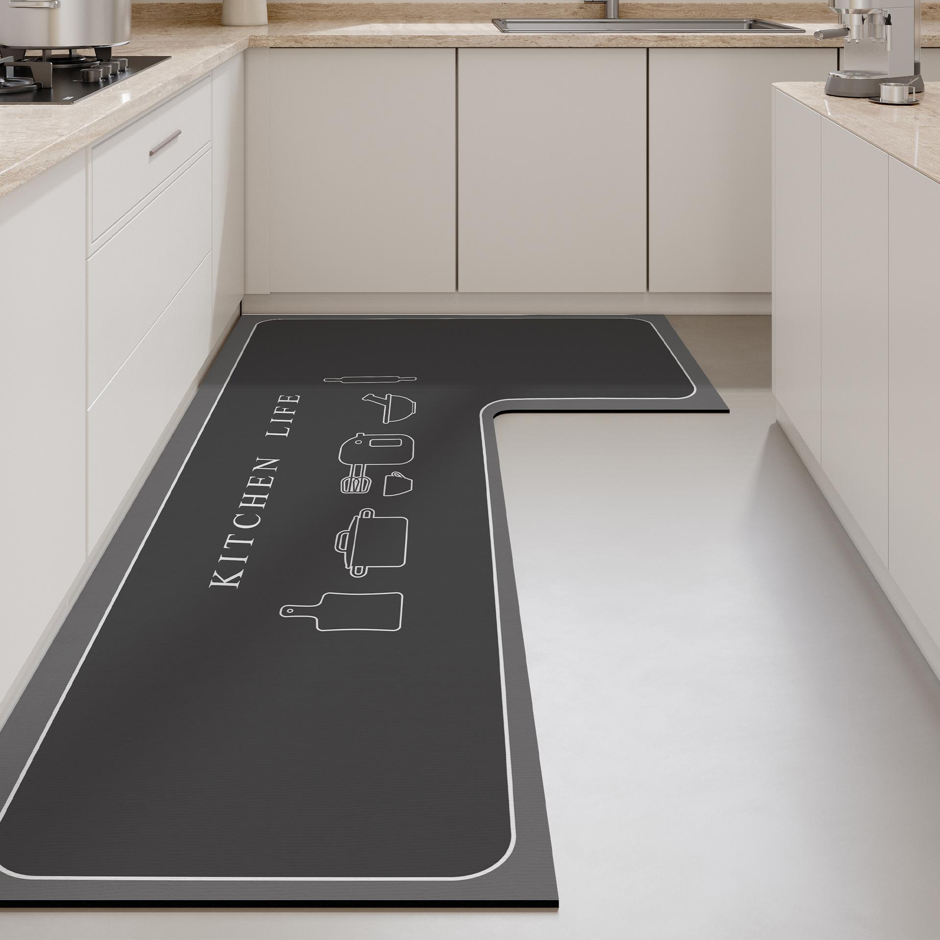 Premium Keukenvloermat L-vormig Vuilafstotend Antislipmat Diatomeeënaarde Makkelijk Schoon te Maken Voetmat Huishouden Sneldrogend Waterabsorberende Vloermat 80 * 120 * 45cm