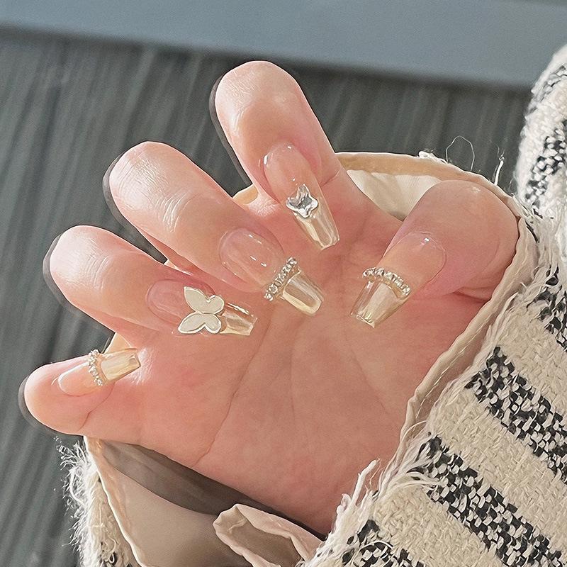 Premium Long Sparkle Handmade Faux Nails - Brightening Nail Art Stickers