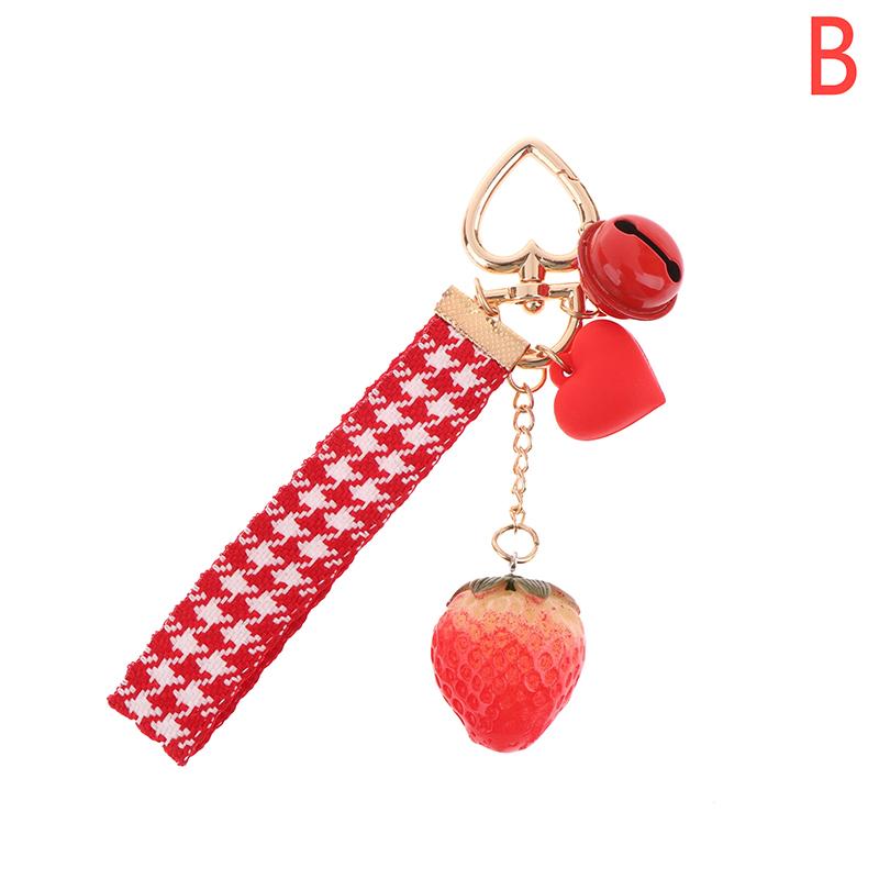 1 Stück Erdbeere Rotes Herz Schlüsselbund Schlüsselbund Für Frauen Mädchen Schmuck Simulierte Frucht Niedlich Auto Schlüsselhalter Schlüssel Zubehör