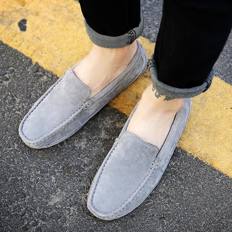 Fashion Men Flat Loafers 2025 Frosted Suede Flat Shoes Comfortable Non Slip Fashion Loafers Lightweight Trendy Outdoor Casual Shoes