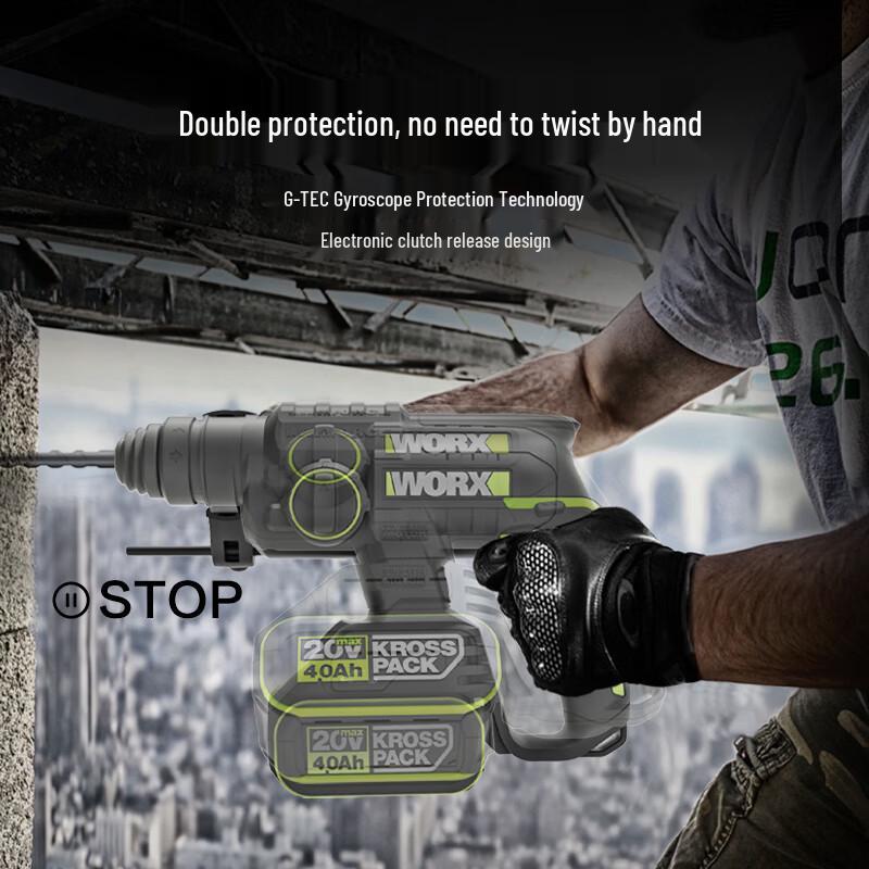 WORX WU387 20V Cordless Brushless Rotary Hammer Drill CN plug (adapter included)