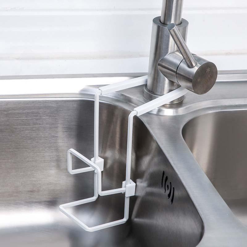 Iron Art Kitchen Sink Organizing Rack: Household Dishwashing Sponge Holder & Drain, Faucet Storage Solution.