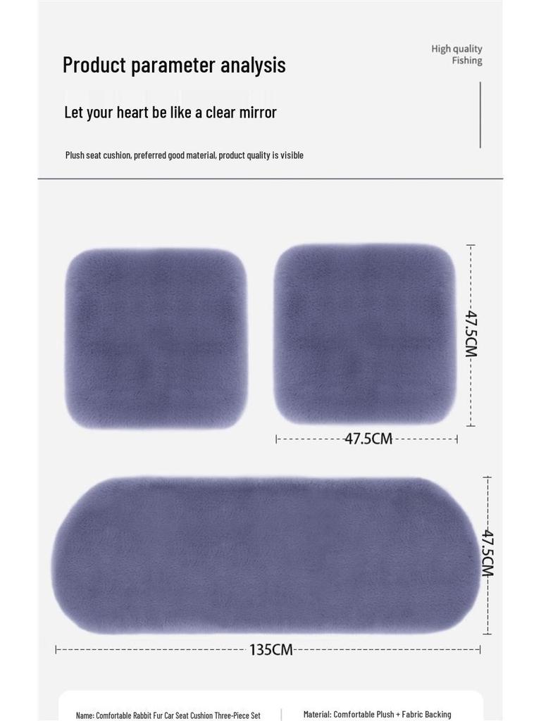 Winter Plush Car Seat Cushion Set: Thick Short Pile, Wool, Rabbit Hair, Non-Slip, 3-Piece