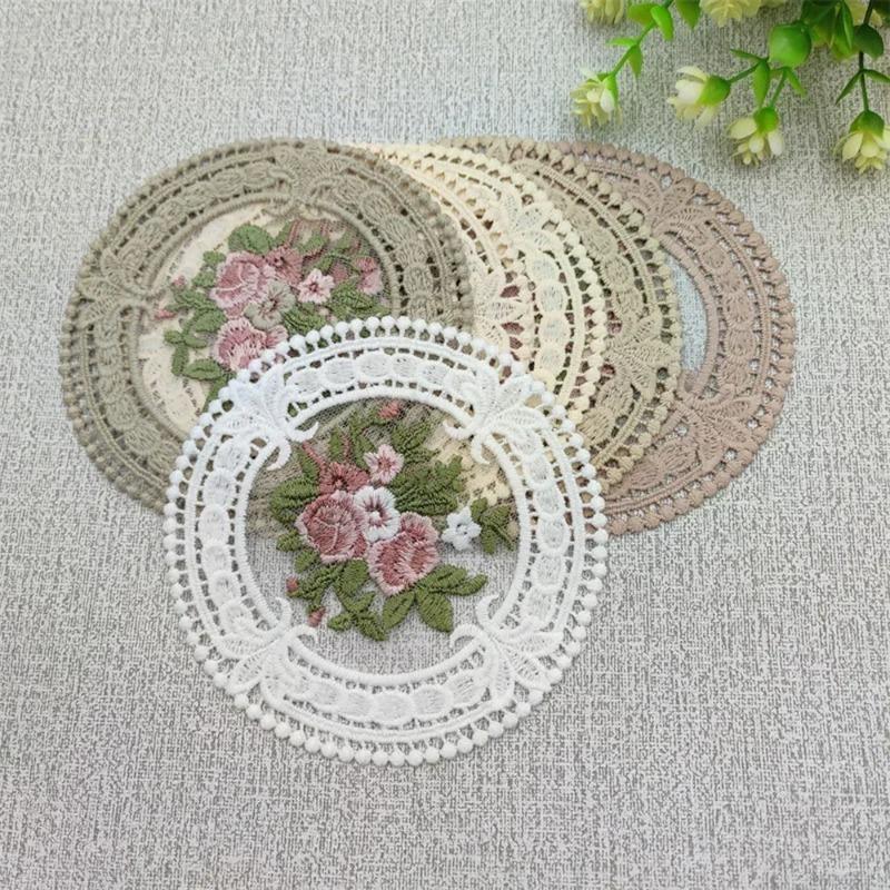Court Style Vintage Lace Coaster Placemat Embroidery Craft Bowls Coffee Cups Coaster European Style Fabric Anti-Scald Table Mat