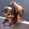 US Navy Mark V Scuba Divers Diving Helmet Copper Wood Base
