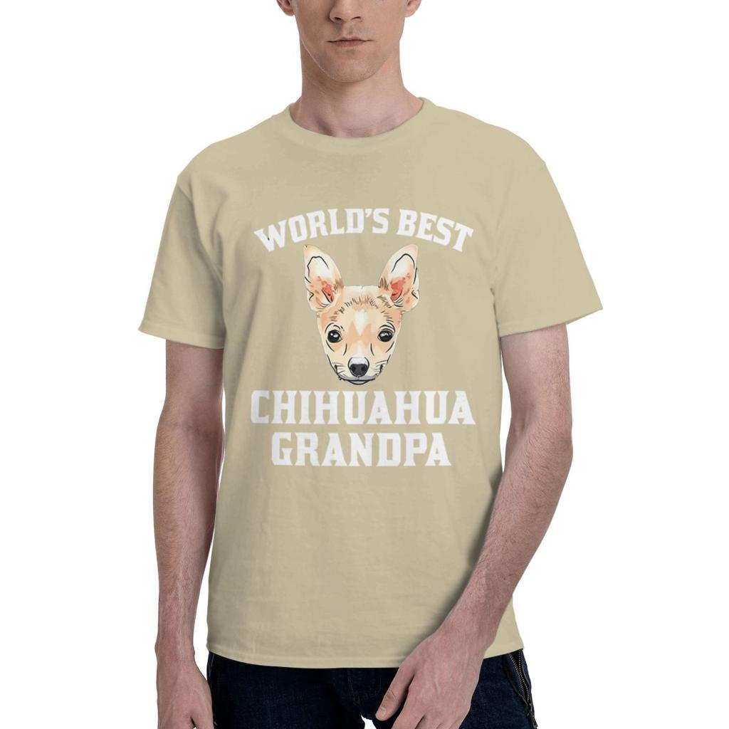 Chihuahua Grandpa 100 Cotton Casual Breathable Confortable Manga Mens Clothing Deals Man Clothes