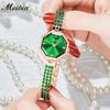Crystal Women's Square Bracelet Watch Green Waterproof Simple Quartz Fashion