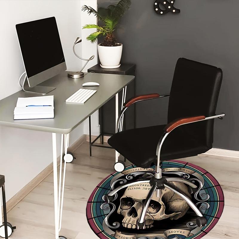 

1pc Office Carpet Chair Mats Skull Stained Glass Perfect for Decorating Office Chairs, Living Rooms, Or Bedrooms.YDT083 80cm by 80cm