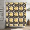 Modern Bath Shower Curtain With Geometric Circle Design In Dark Grey Yellow Perfect For Home Decor Bathroom Accessories!
