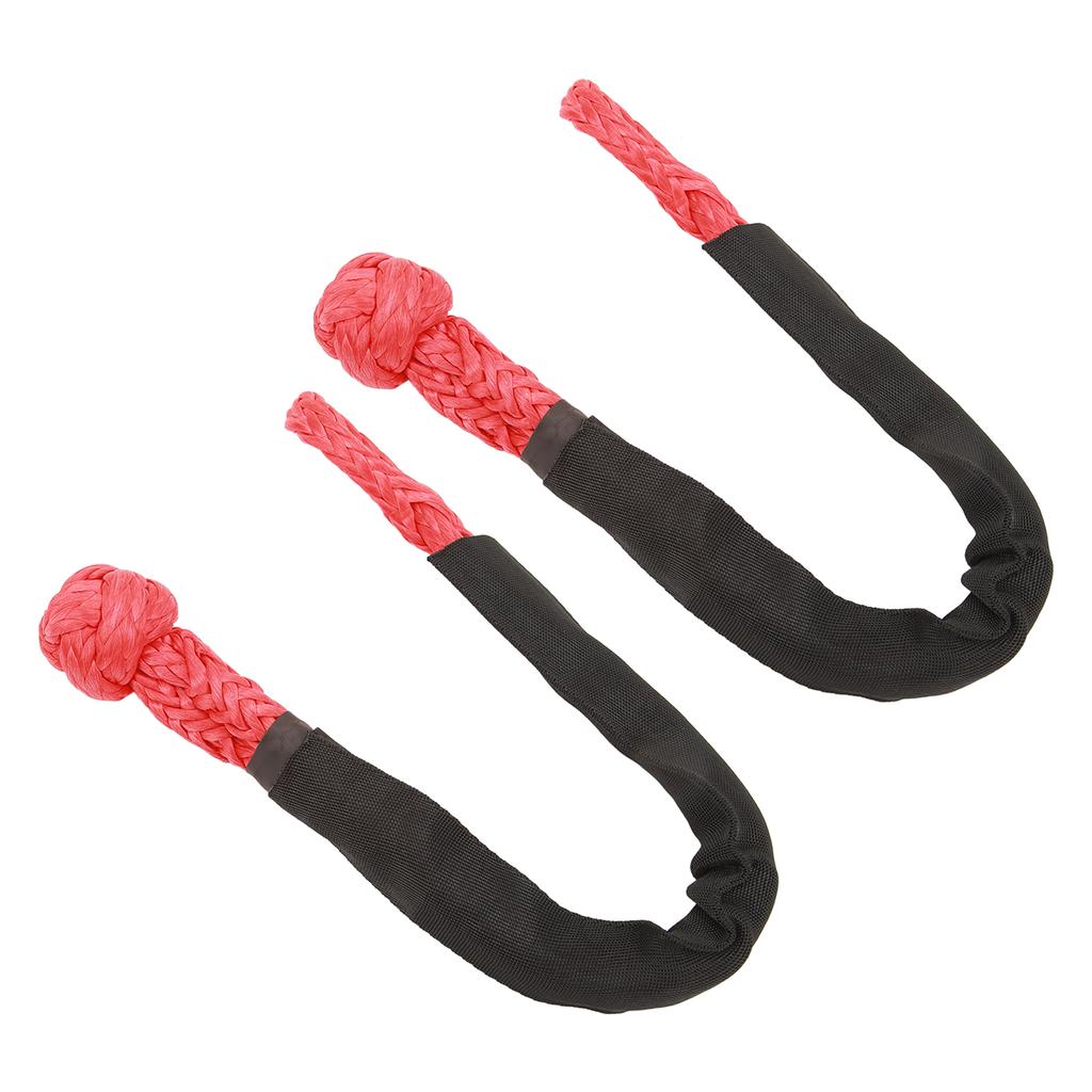 2Pcs Towing Soft Shackle 38000Lbs Breaking Force Tear Resistance Portable for Truck Large SUVs Offroad Vehicels Red