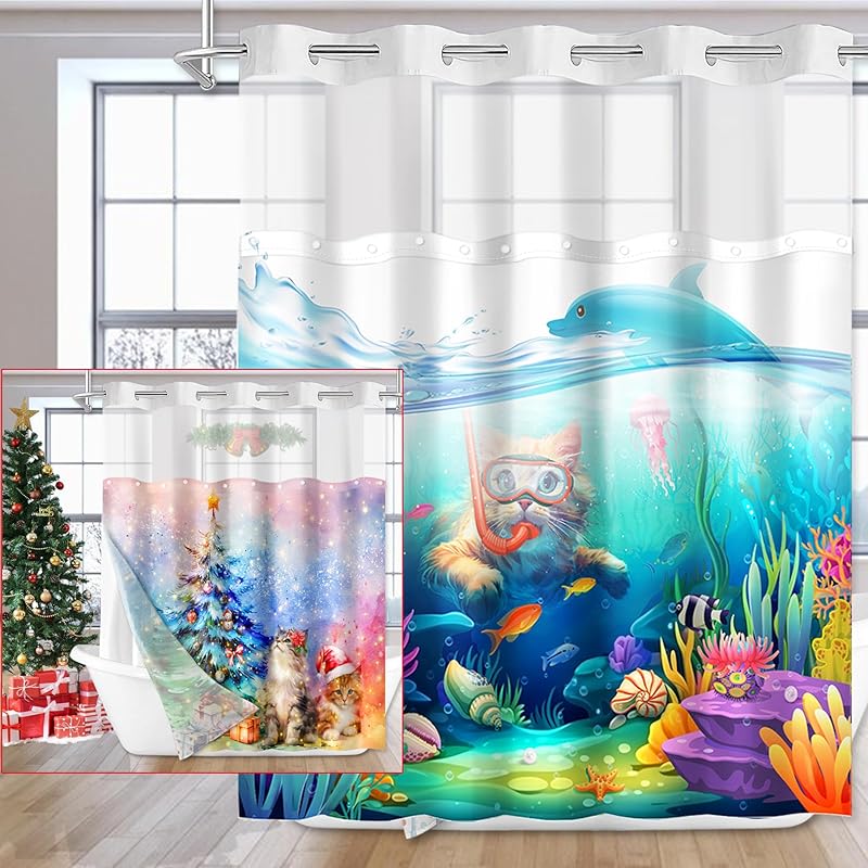 Vimorco Flower Butterfly Shower Curtain, Black Shower Curtains for Bathroom, Waterproof Quick-Dry Polyester Fabric Flower Shower Curtain, Floral Bath