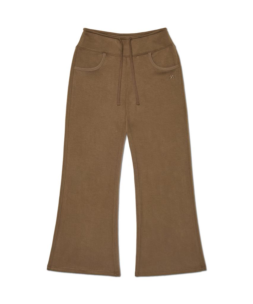 AWOSWEIB Wide Waist Straight Pants - Coffee Brown
