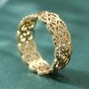 Minimalist Inlaid White CZ Women's Ring Trendy CopperColor Hand Carving Hollow Daily Wear Party Jewelry Anniversary Gift