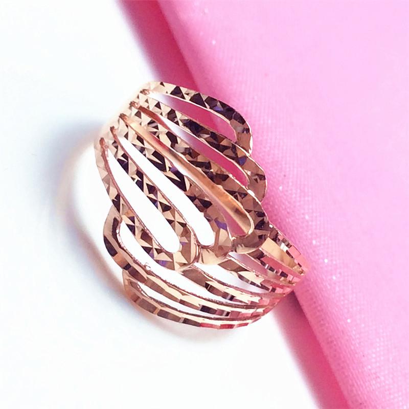 Russia 585 Purple Gold Luxury Hollow Car Flower Ring Plated Rose Gold Color Gold Retro Ring Trend