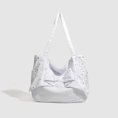 Retro Y2k Spice Girl Shoulder Bag Women's Korean Niche Bow Canvas Bag Casual Versatile Large Capacity Tote Bag