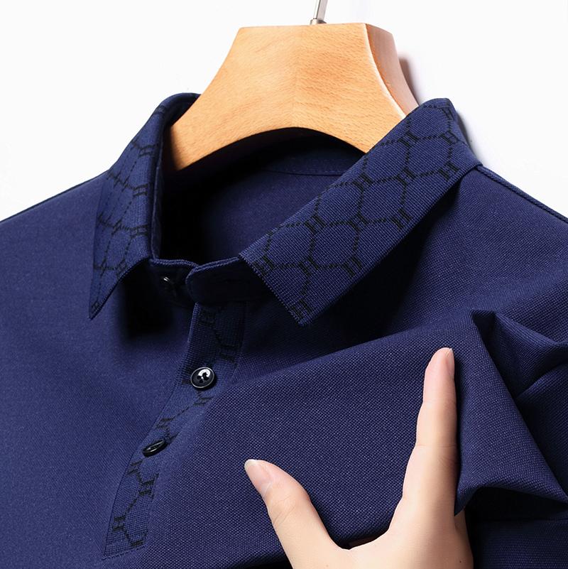 Original Design Men'S Polo Shirt Letter Jacquard Long Sleeve Autumn Lapel T-Shirt Business Classic Casual Fashion Trend Menswear