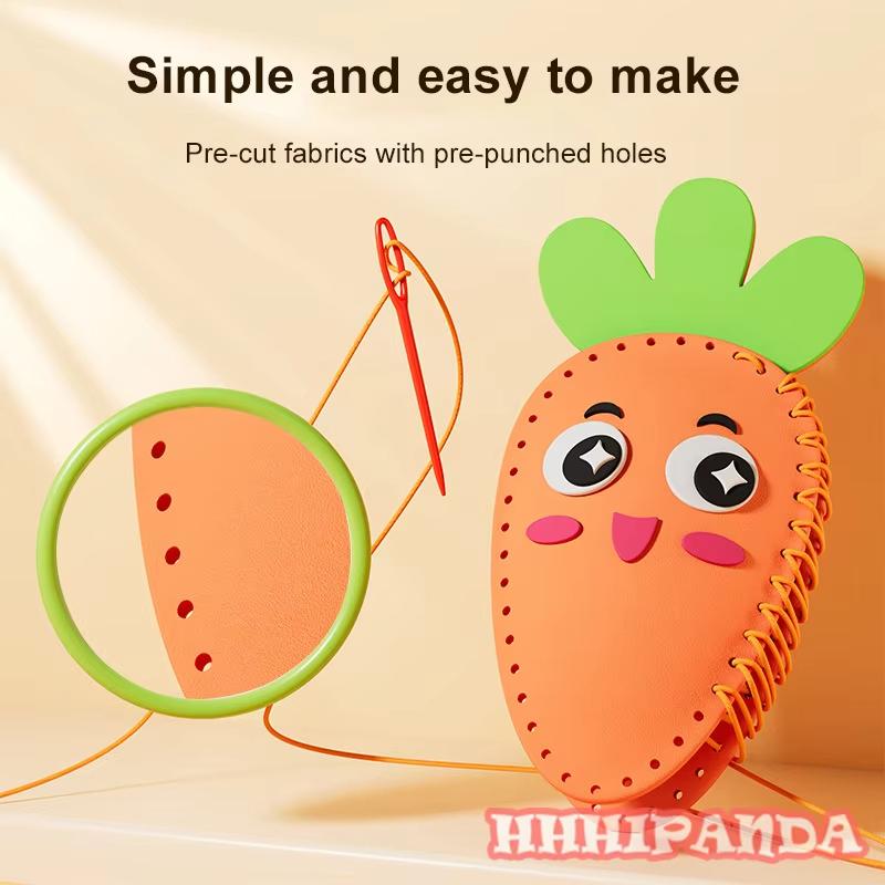 Kids DIY Hand-Sewing Craft Toy – Non-Woven Fabric Creative Ornament Kit With 5 Designs, DIY Doll Decoration Gift