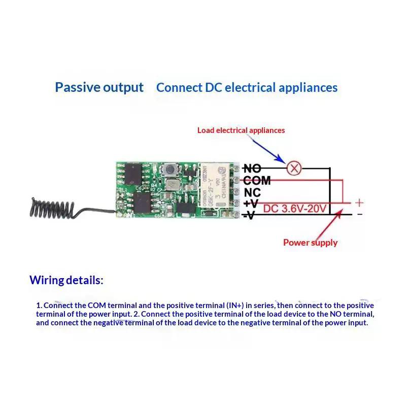 1 Set LED Lamp Controller Micro Receiver Transmitter 433mhz DC 3V 6V 12V 24V Mini Relay Wireless RF Remote Control Switch
