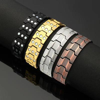 Legierung Magnetarmband Retro 3-Reihen Magnettherapie Armband Hypoallergenes Gesundheitsarmband Geschenk für Ihn Sie Frauen Männer