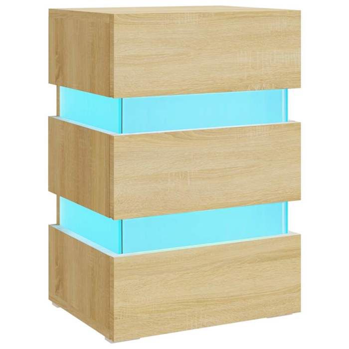 VidaXL LED Bedside Table Nightstand Bedside Cabinet Bedroom Home Interior Sonoma Oak 326843