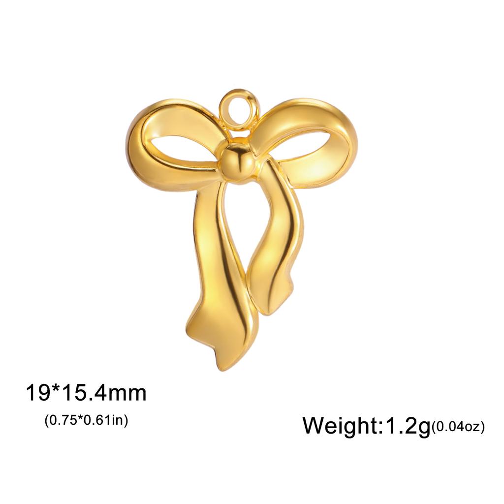 Teamer 3pcs Classic Bowknot Charms for Jewelry Necklace Earrings Making DIY Stainless Steel Gold Color Pendant Wholesale No Rust