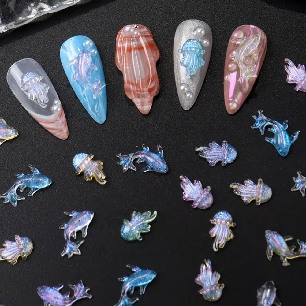 100 Pcs Mini Shiny Goldfish Ocean Aurora Nail Rhinestones  DIY Scrapbooking Accessories