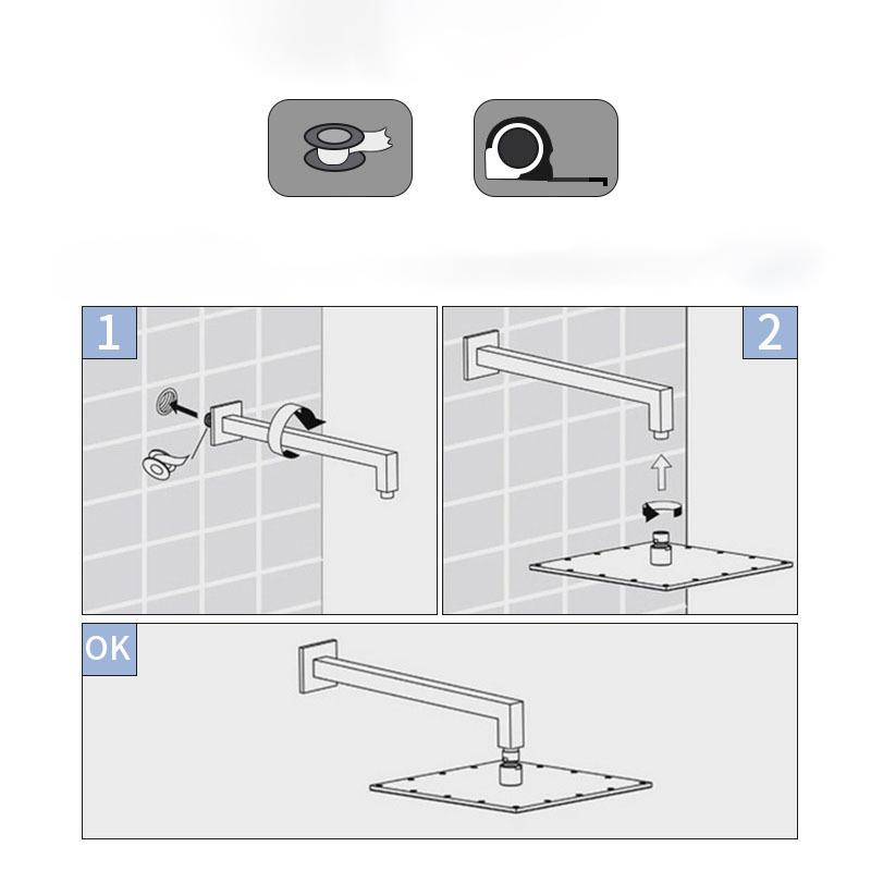 Chrome Wall-mounted Rain Shower Arm 35 Cm
