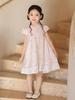 2026 Summer Girls' Lace Qipao Short-Sleeve Hanfu Dress for Kids Fashion Show