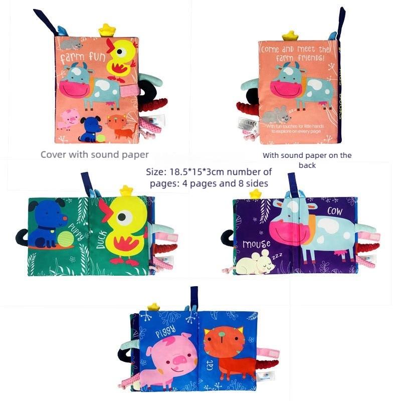 Montessori Weiche Babybücher - 3D Fühlbücher mit hohem Kontrast für frühes Lernen, Lernspielzeug für Kinder