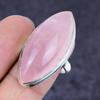 Natural Rose Quartz Gemstone 925 Sterling Silver Jewelry Ring Size 8 z7D71
