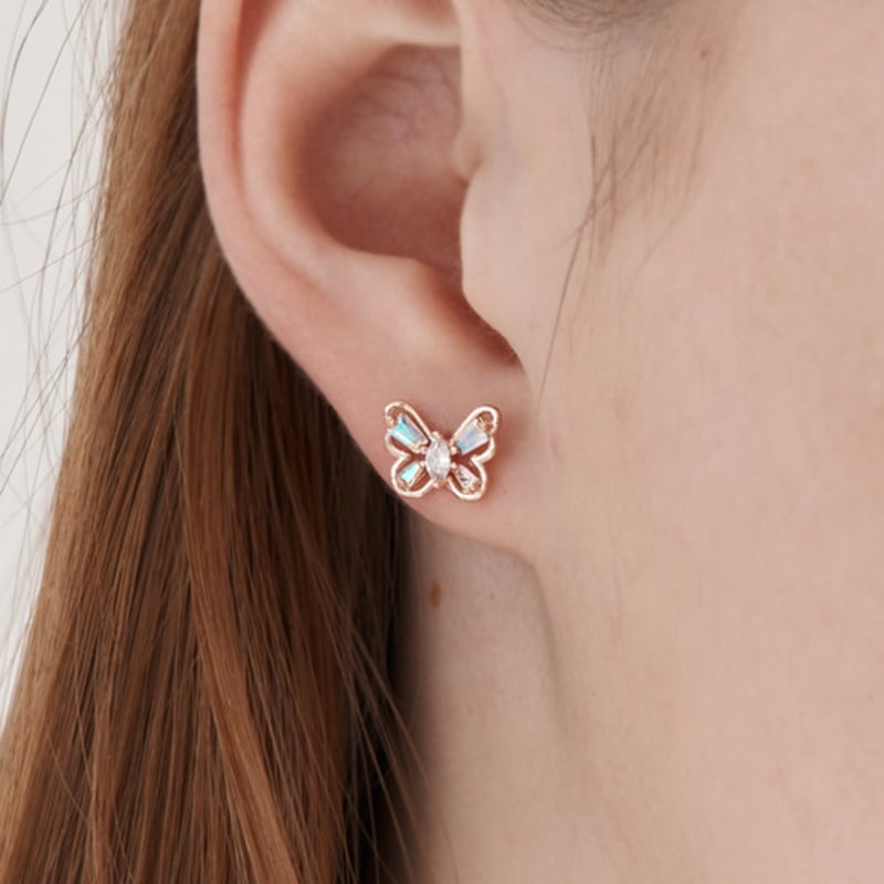 CRANNE 14K GF Rainbow Stone Butterfly Earrings C24EGF203