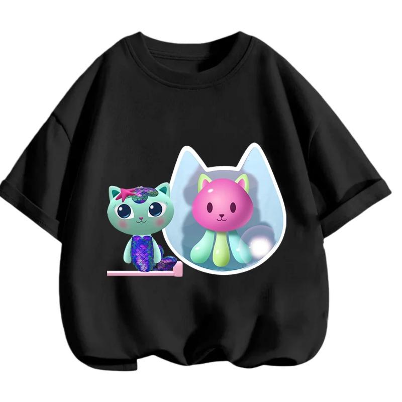 Gabby's Dollhouse Casual T Shirt Summer Cute Cartoon Print Fashion Crew Neck Tops For Children 3-14