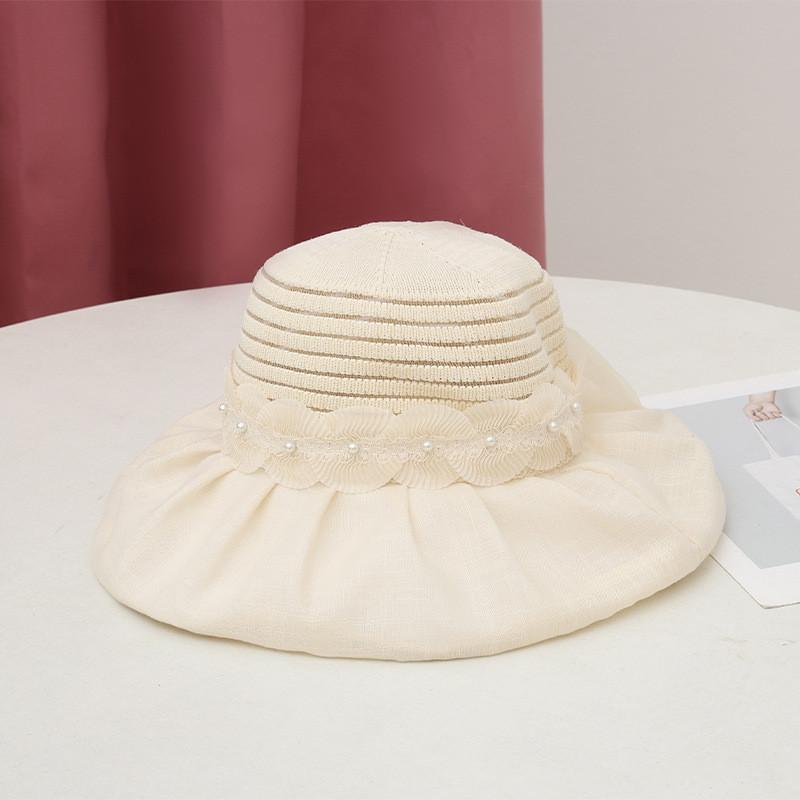 Summer Sun Protection Wide Brim Straw Hat With Breathable Lace And Adjustable Fit For Women