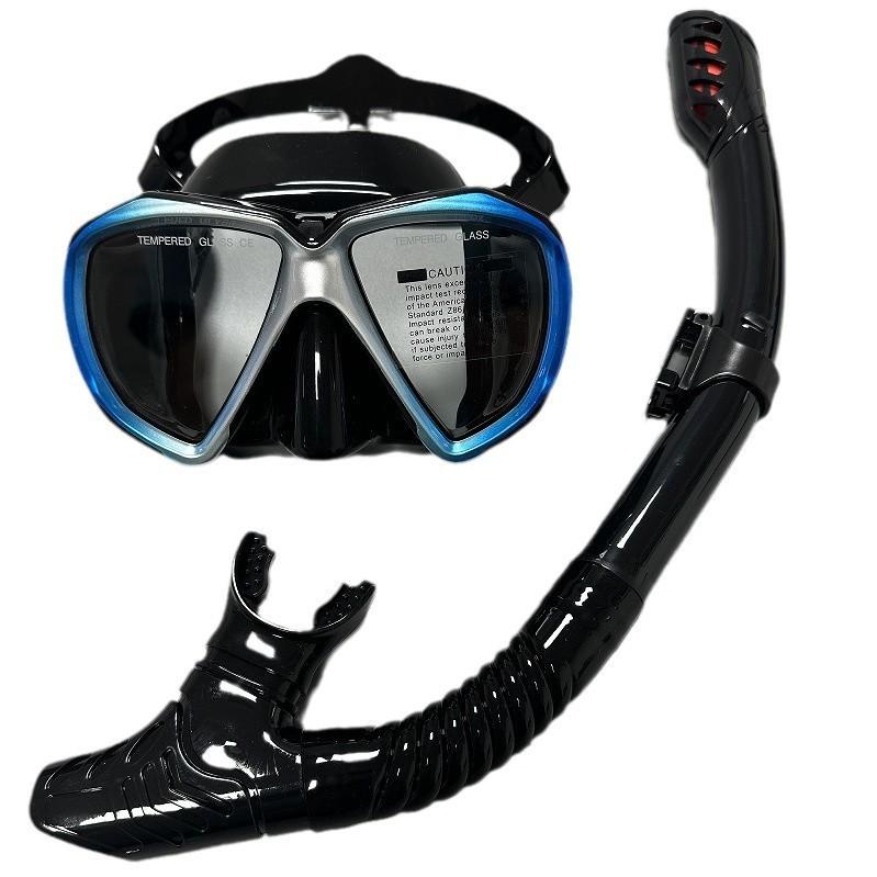 Scuba Diving Mask Snorkel Set for Adults Tempered Glass Professional Panoramic Snorkeling Gear Swimming Training Snorkel Kit QY367+198