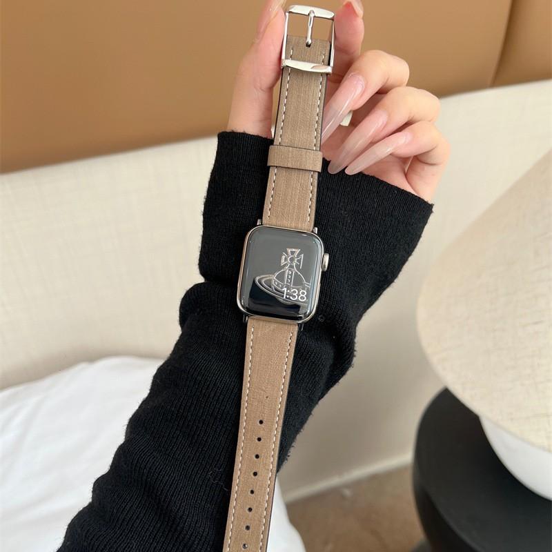 The Square Buckle Tree Pattern Leather Strap Is Suitable For Applewatch S 10Th Generation Apple Watch Strap Iwatch98765Th Generation Se